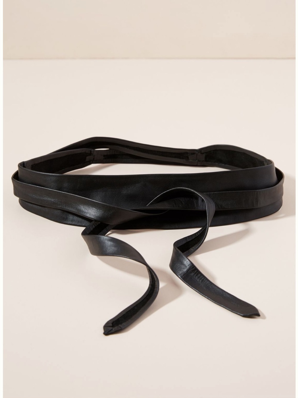 ADA Collection Black Leather Wrap Obi Belt OS Made in Argentina Anthropologie